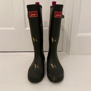 Joules Dark Green Boots with Dog Design